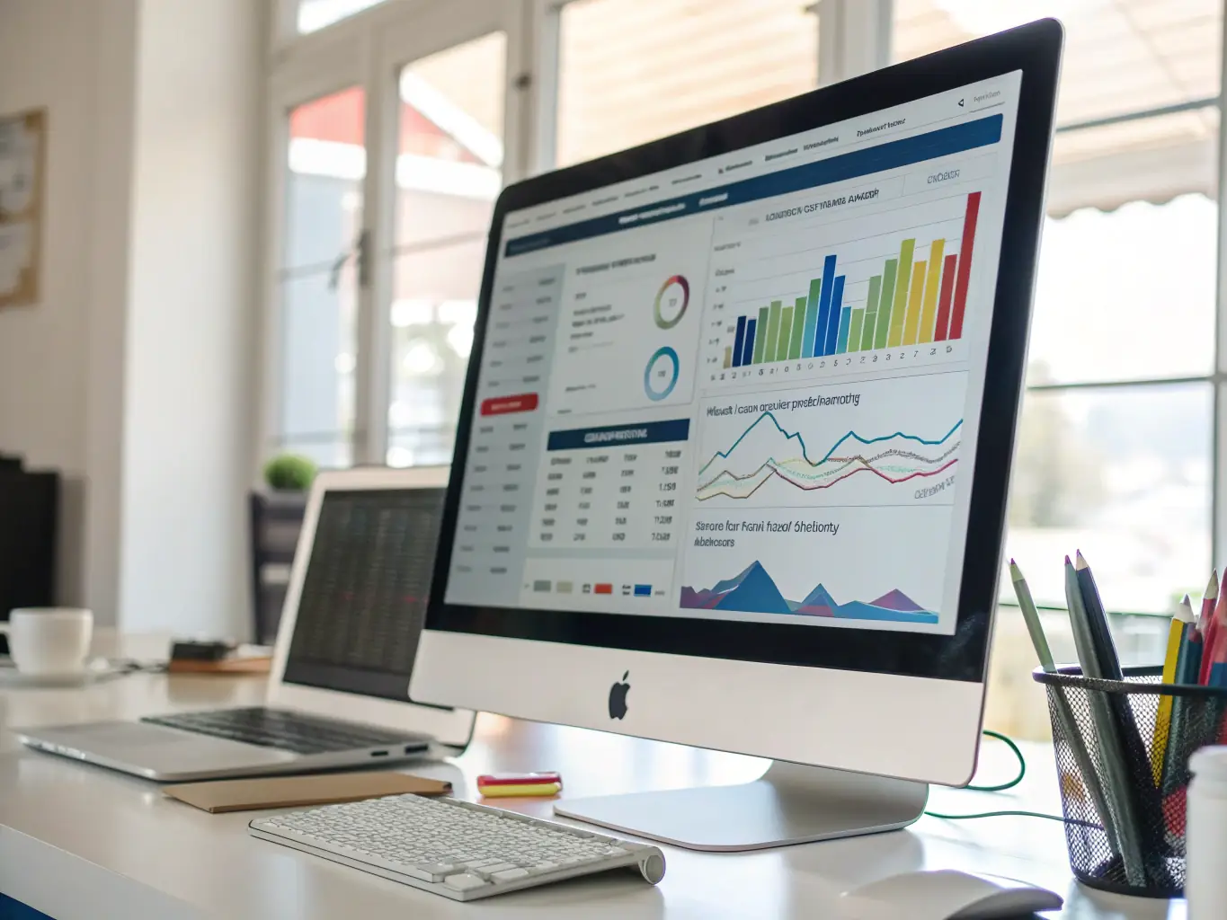 An image showcasing a digital dashboard with various performance metrics and charts, representing improved efficiency and data-driven decision-making.