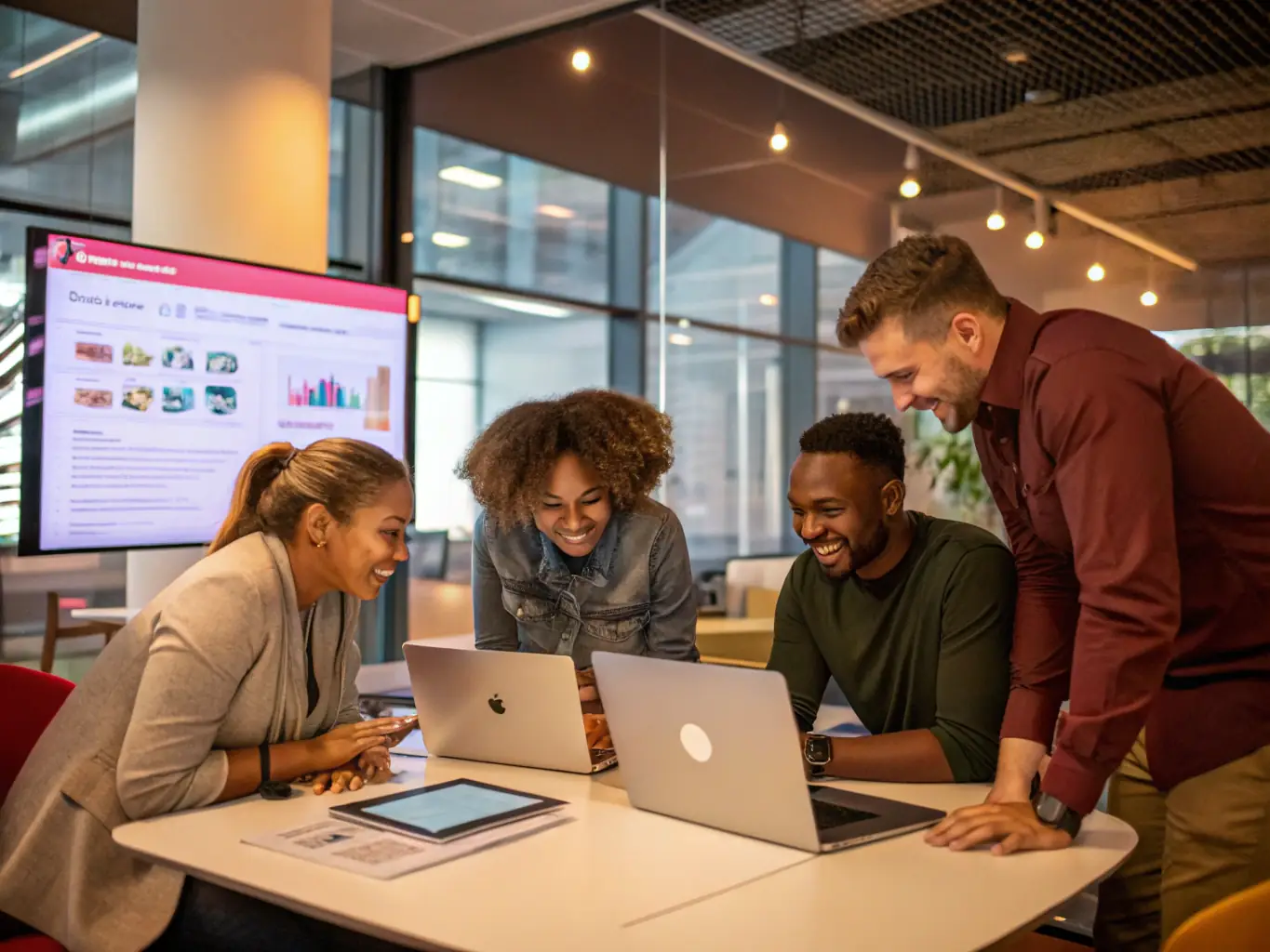 An image depicting a diverse group of customers actively engaging with a website featuring the call-to-action widget, emphasizing the interactive and user-friendly design.